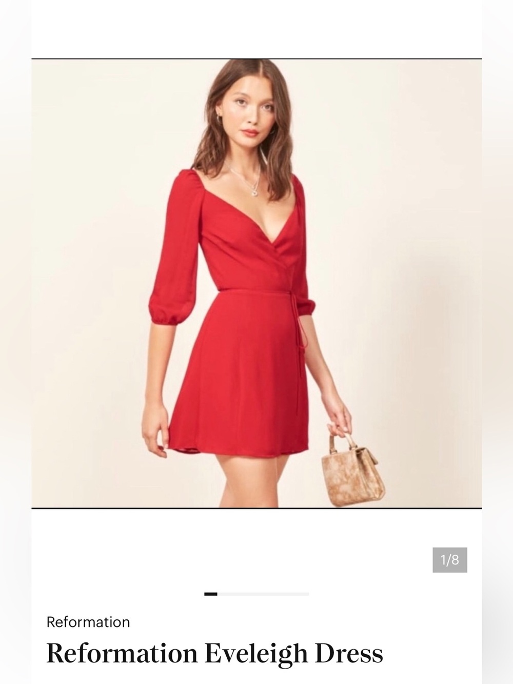 Reformation Eveleigh Lipstick Red Wrap Mini Dress size small